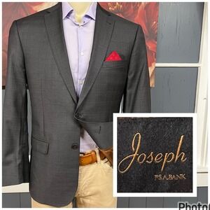 Jos A Bank Suit Top Jacket Blazer Sport Coat Mens 42R Slim Fit Wool Charcoal